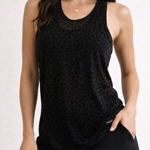 ZIYA Active Black Leopard Burnout Racerback Tank Top